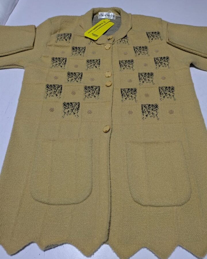 Jacquard Pattern Button Cardigan – Beige – wool-blend knitwear